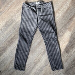PAIGE Black & Gray Striped Ankle Jeans